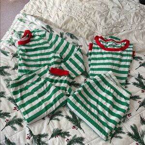Green and Red Striped Matching Pajamas Sets (men’s and women’s)